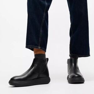 FITFLOP IQ-COMFF Leather Zip Ankle Boots Black 6.5